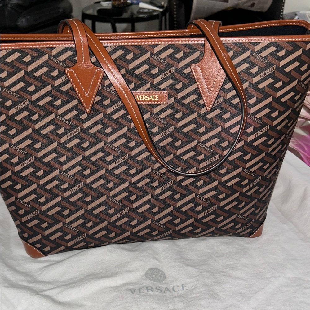 Versace Black and Brown Greca Monogram